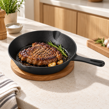 Pre-Seasoned Cast Iron Skillet with Pouring Spouts