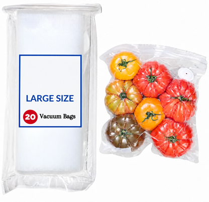 20-Pack Reusable Vacuum Food Bags (12x13") - BPA-Free, Leak-Proof, Freezer Safe