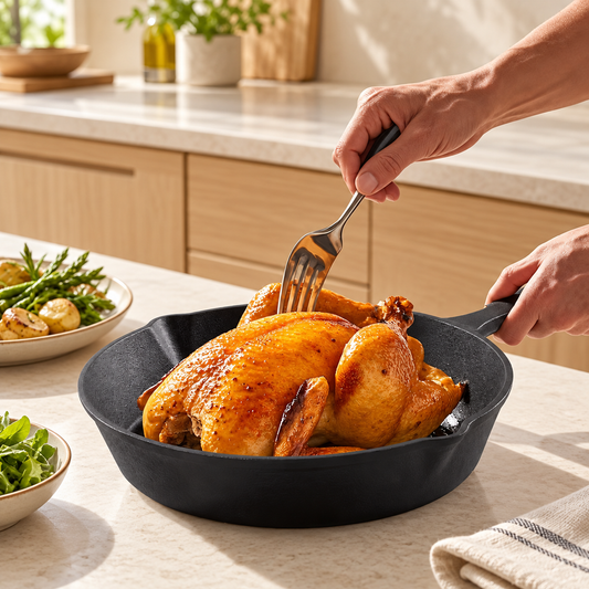 Pre-Seasoned Cast Iron Skillet with Pouring Spouts
