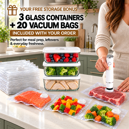 Complete Vacuum Food Storage Set | Handheld Sealer + FREE Bonus